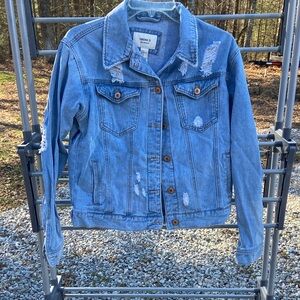 Forever 21 Light Blue Distressed Jean Jacket